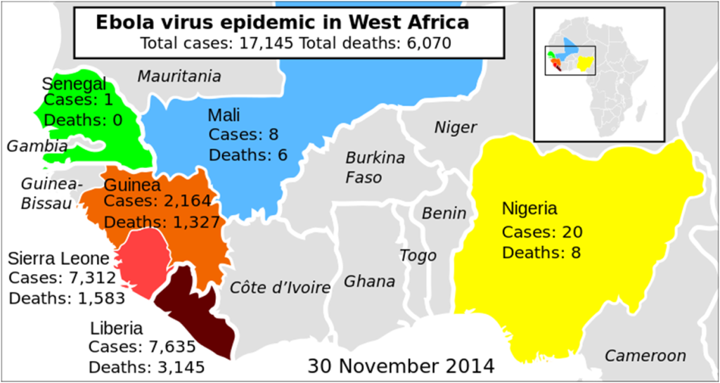 Map of the 2014 West African Ebola Outbreak