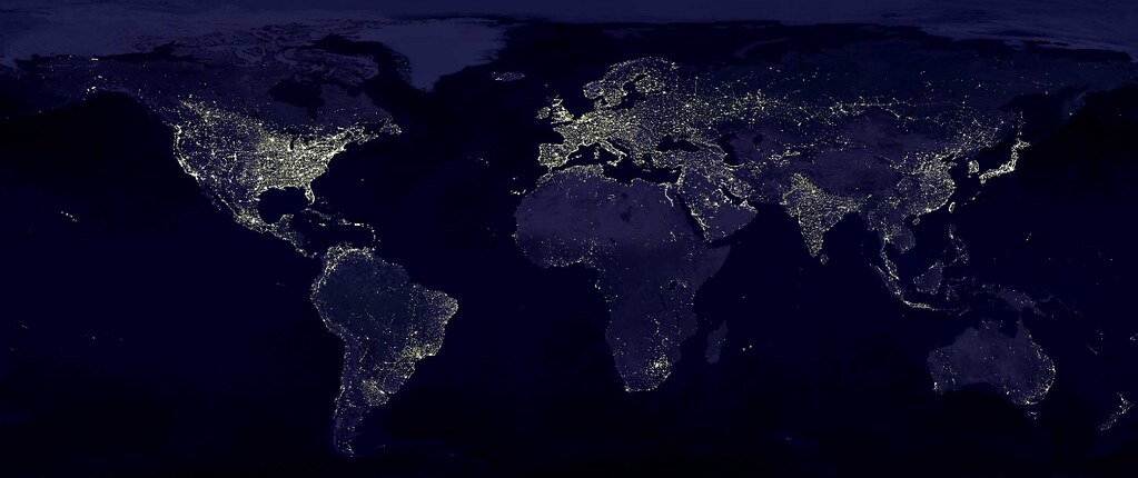 Satellite image of the Earth at night