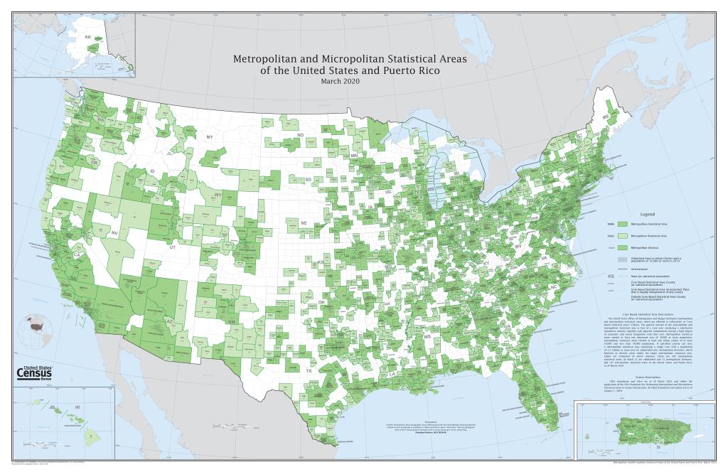 Map of Metropolitan and Micropolitan Statistical Areas in the United States, 2020