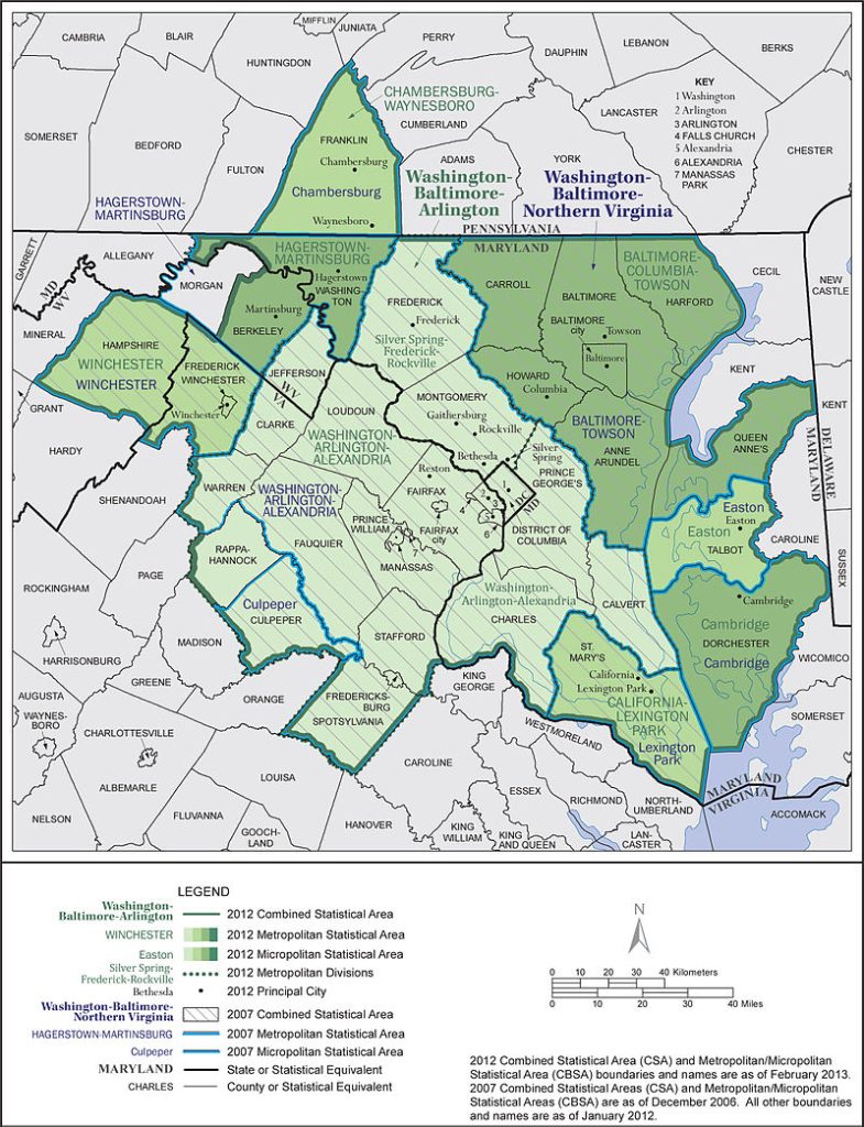 Map of the Washington-Baltimore-Arlington Metro Area