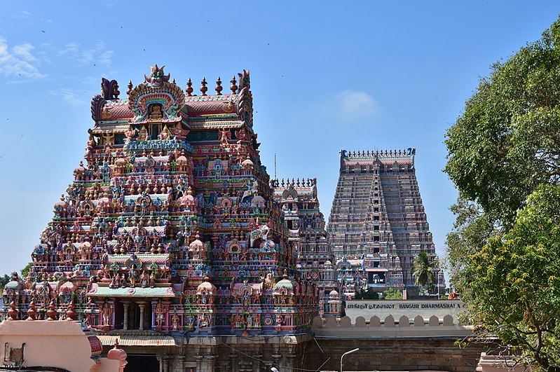 The colorful exterior of the Sri Ranganathaswamy Temple