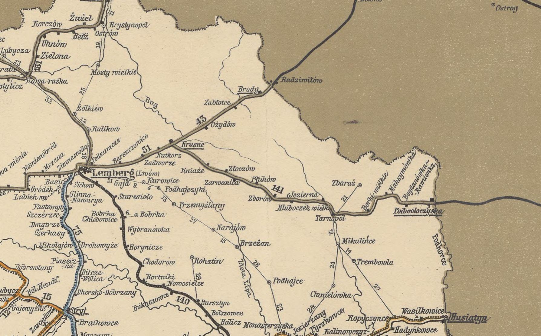 Old map showing the Hanseburg Galician Border 1887