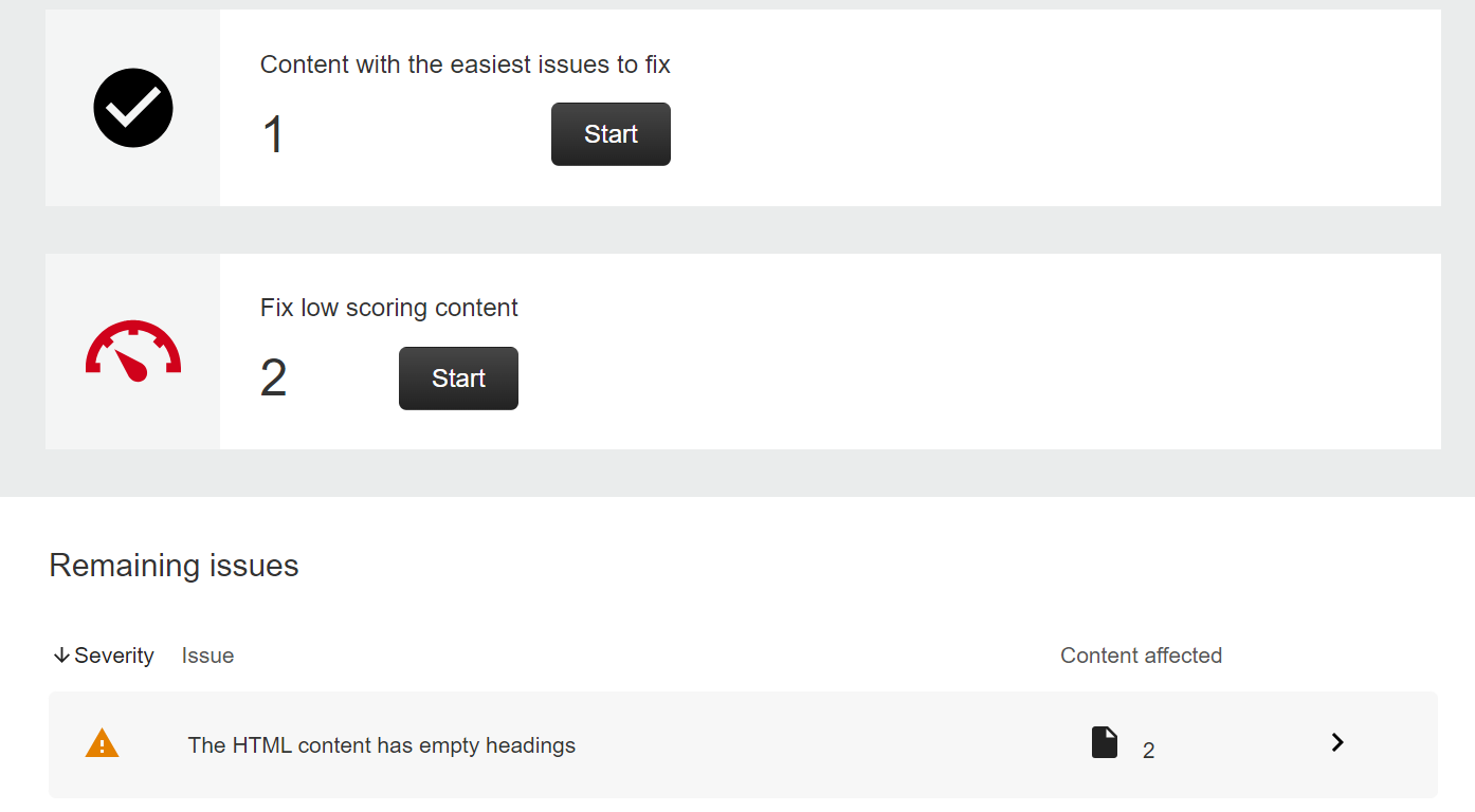 Canvas screenshot showing Start buttons to correct accessibility issues.