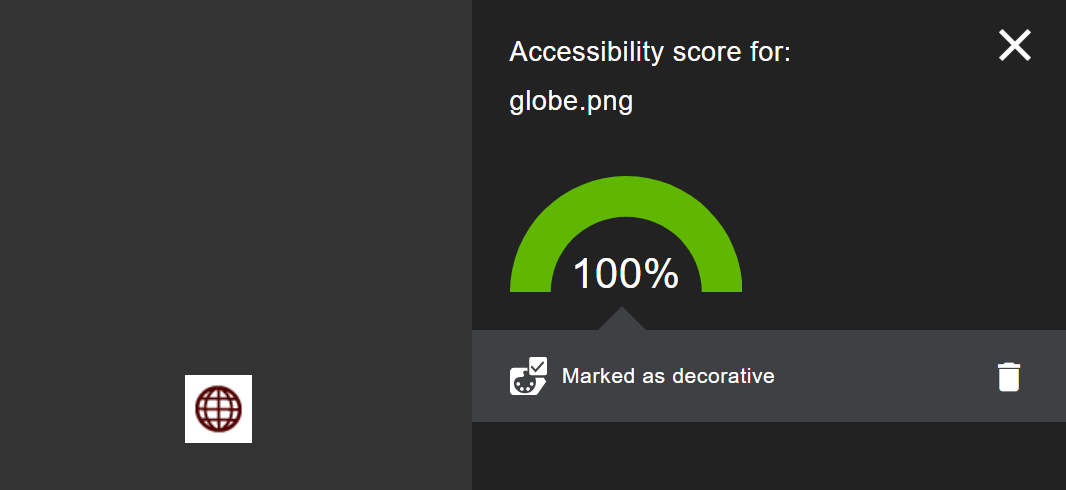 Canvas accessibility report for any individual item.