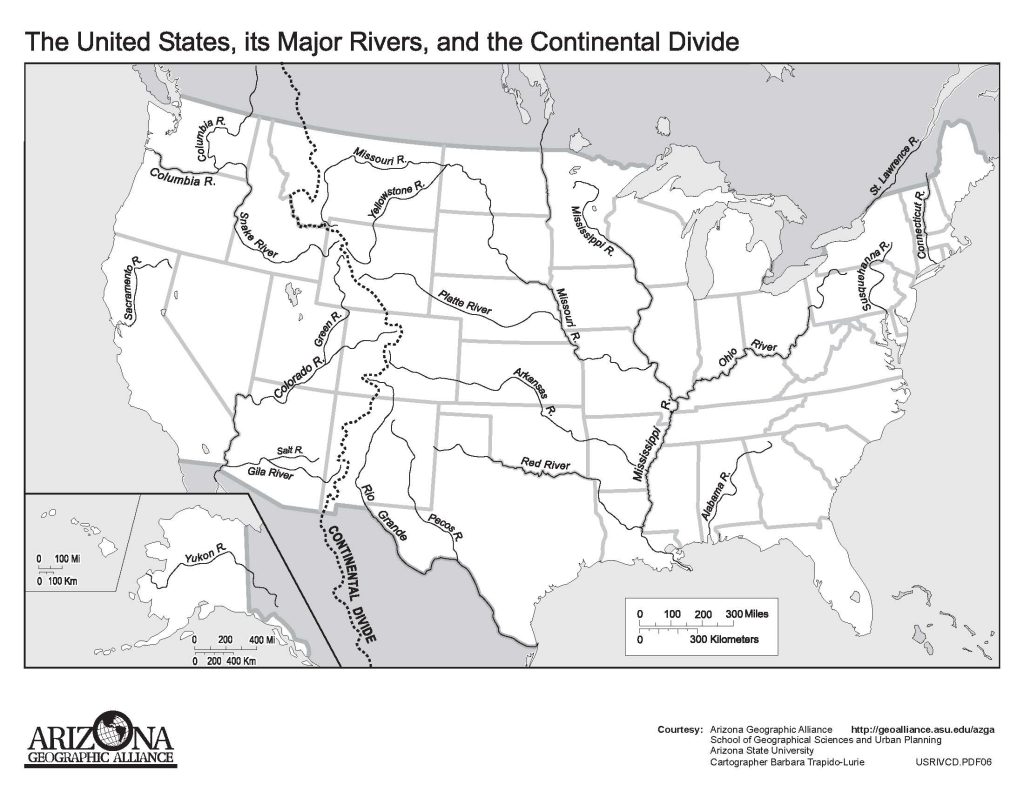 US Map with Major Rivers