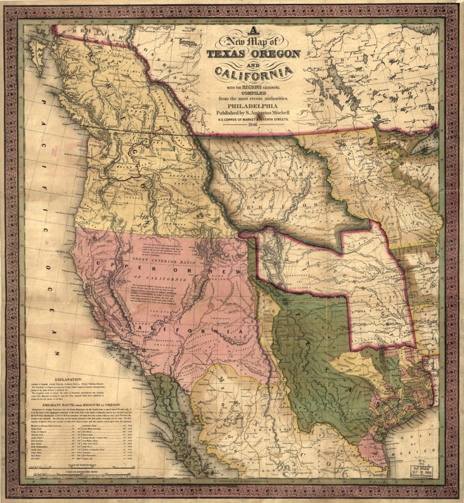 Mitchell Map of the western US in 1846