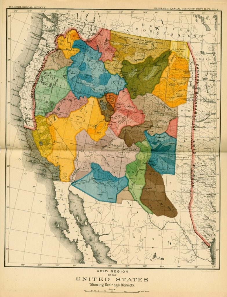 John Wesley Powell Map of watersheds of the West