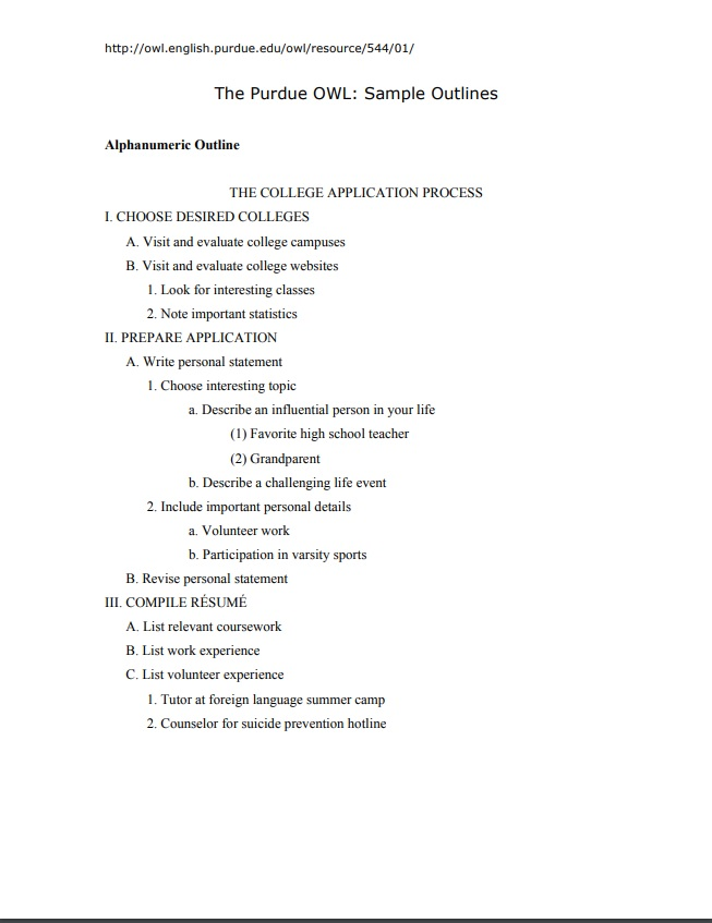 Figure 9.4: Sample MLA Outline