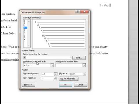 Figure 9.2 Formatting Alphanumeric Outlines