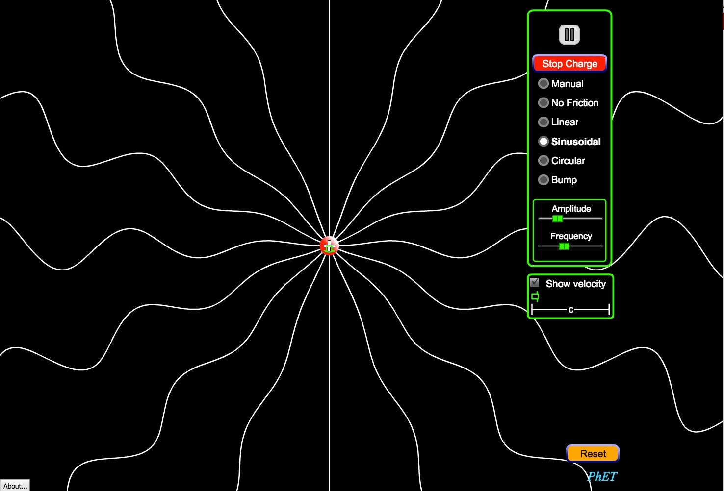 Figure 11.4 Radiating charge simulation, phET Image: © University of Colorado-Boulder