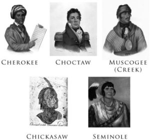 illustration of five native Americans