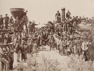 East and West Shaking Hands at the Laying of Last Rail Union Pacific Railroad Restoration