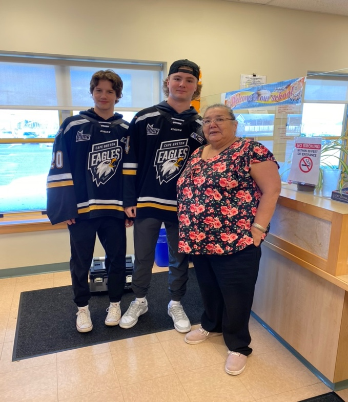 Eagles players enjoy meeting school staff and learning about the community of Membertou.