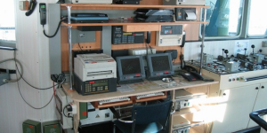 GMDSS sample onboard communication -wow packed with comms and emergency and plotter gear