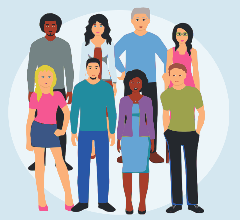 Image shows clipart of various people