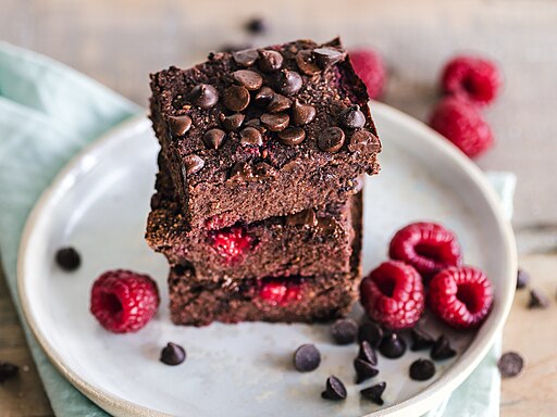 Picture of brownies and raspberries