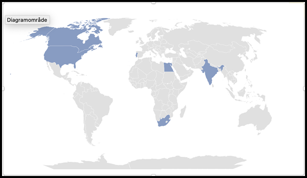 Figure 8.1: A map of the countries in this study