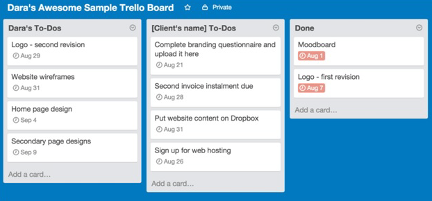 Sample Trello Board for an Individual.