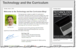 Screenshot of the Technology and the Curriculum blog site