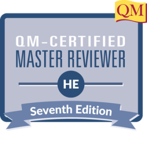 QM-Certified Higher Education Master Reviewer Credly badge.