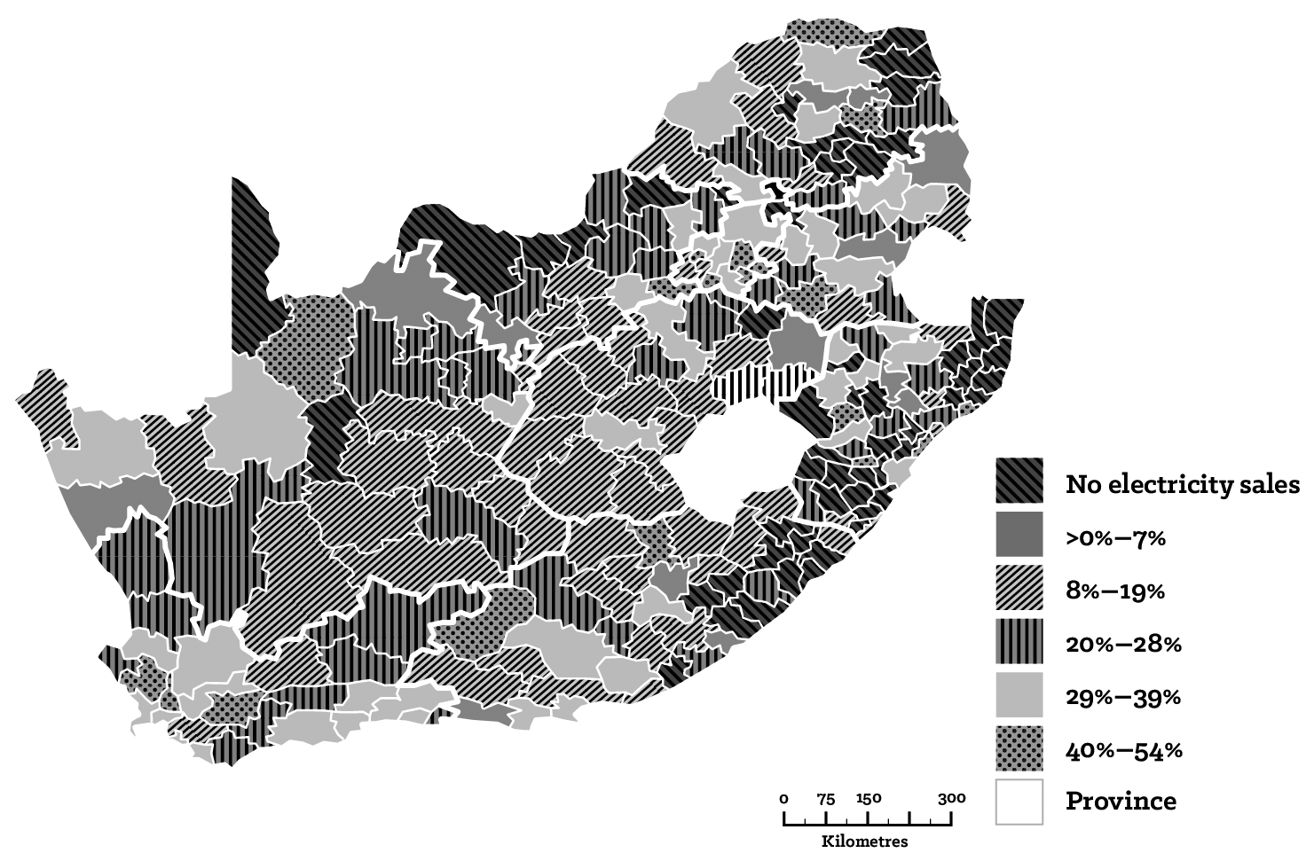 Figure 5.11: Percentage of Overall Municipal Income Earned from Sales of Electricity (2013)