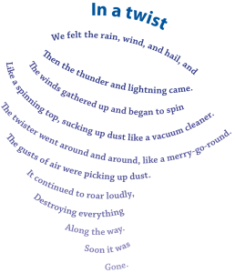 Shape Poem of tornado