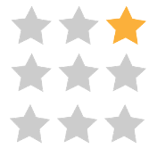 a grid of grey stars with one yellow one