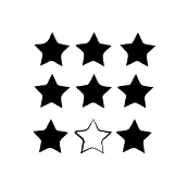 black stars with one white star outlined