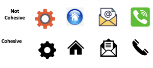 icons for settings, home and email