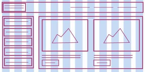 Course design mock up with blue grid lines