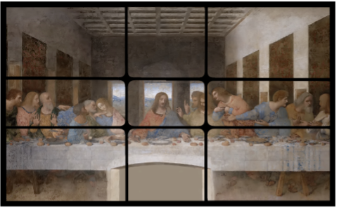 The Last Supper painting with the golden ratio overlay