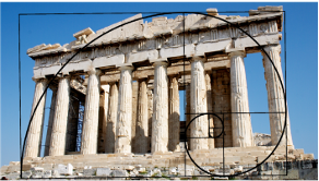 The Parthenon with the golden ratio overlay