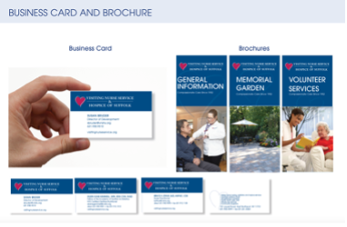 VNSHS business card design and brochure design from the design style guidebook