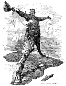 Image of Rhodes standing on the continent of Africa