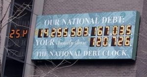 A 2010 photo of the national debt clock