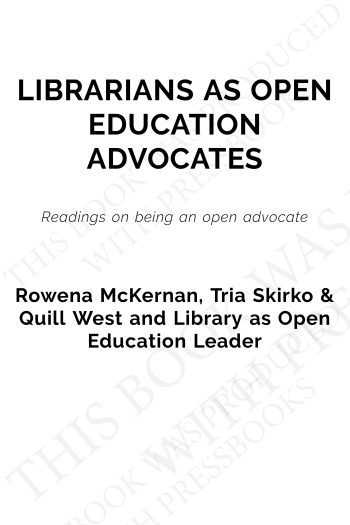 Cover image for Librarians as Open Education Advocates