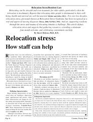 Relocation stress in long term care: How staff can help