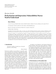 Perfectionism and Depression: Vulnerabilities Nurses Need to Understand