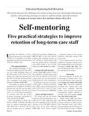 Self-Mentoring: Five practical strategies to improve retention of long-term care nurses