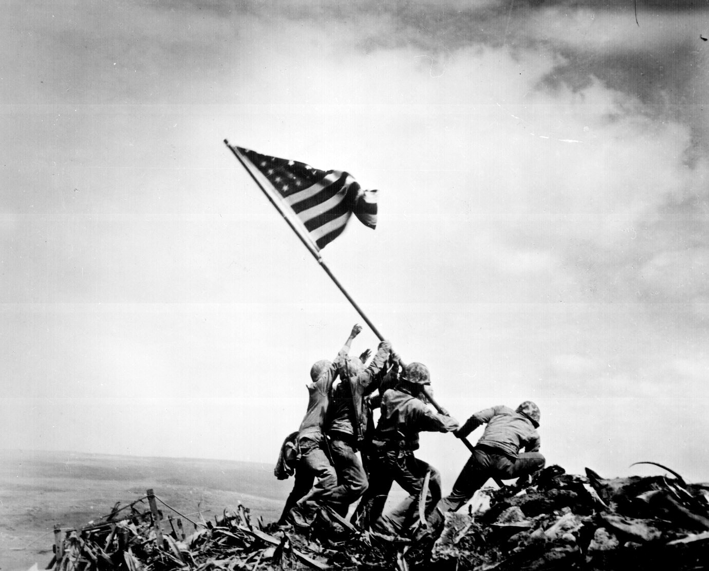 Raising the flag at Iwo Jima.