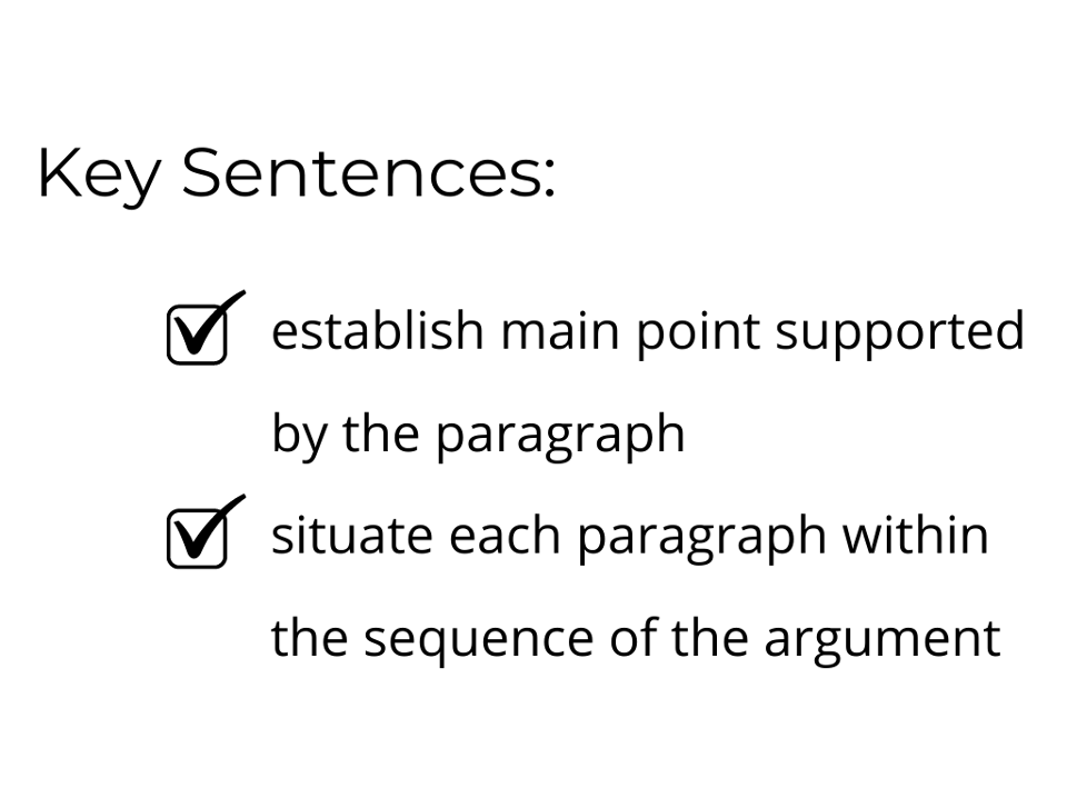 This is a list summarizing what to do with key sentences.