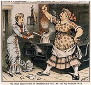 an 1800s cartoon mocking Irish Americans