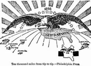 a political cartoon circa 1900 illustrating U.S. imperialism