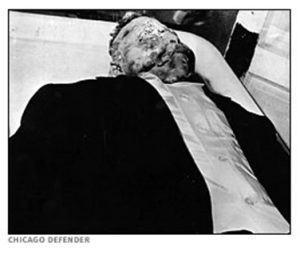 an image of Emmett Till's mutilated corpse