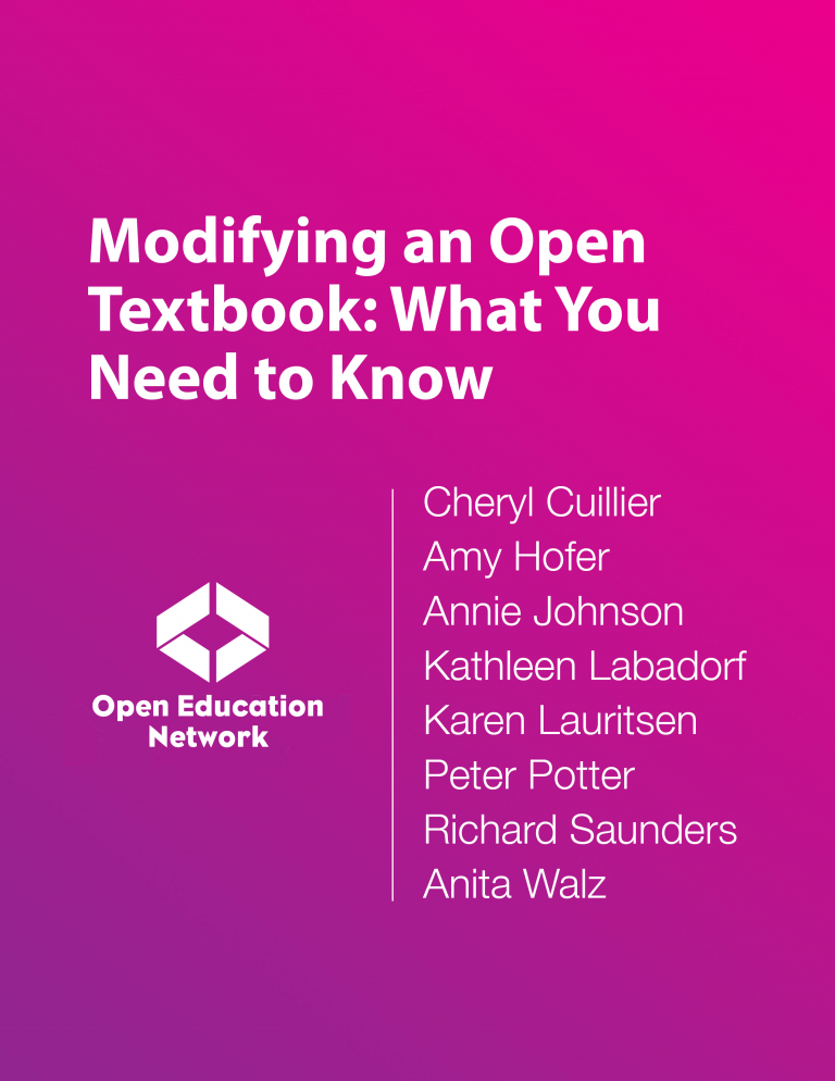 Cover image for Modifying an Open Textbook: What You Need to Know
