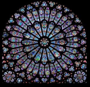 Rayonnant rose Window in Notre Dame In Gothic architecture, light was considered the most beautiful revelation of God, which was heralded in its design.