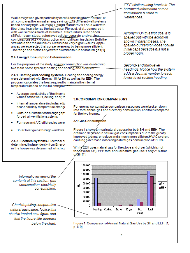 Example of body of report, with headings