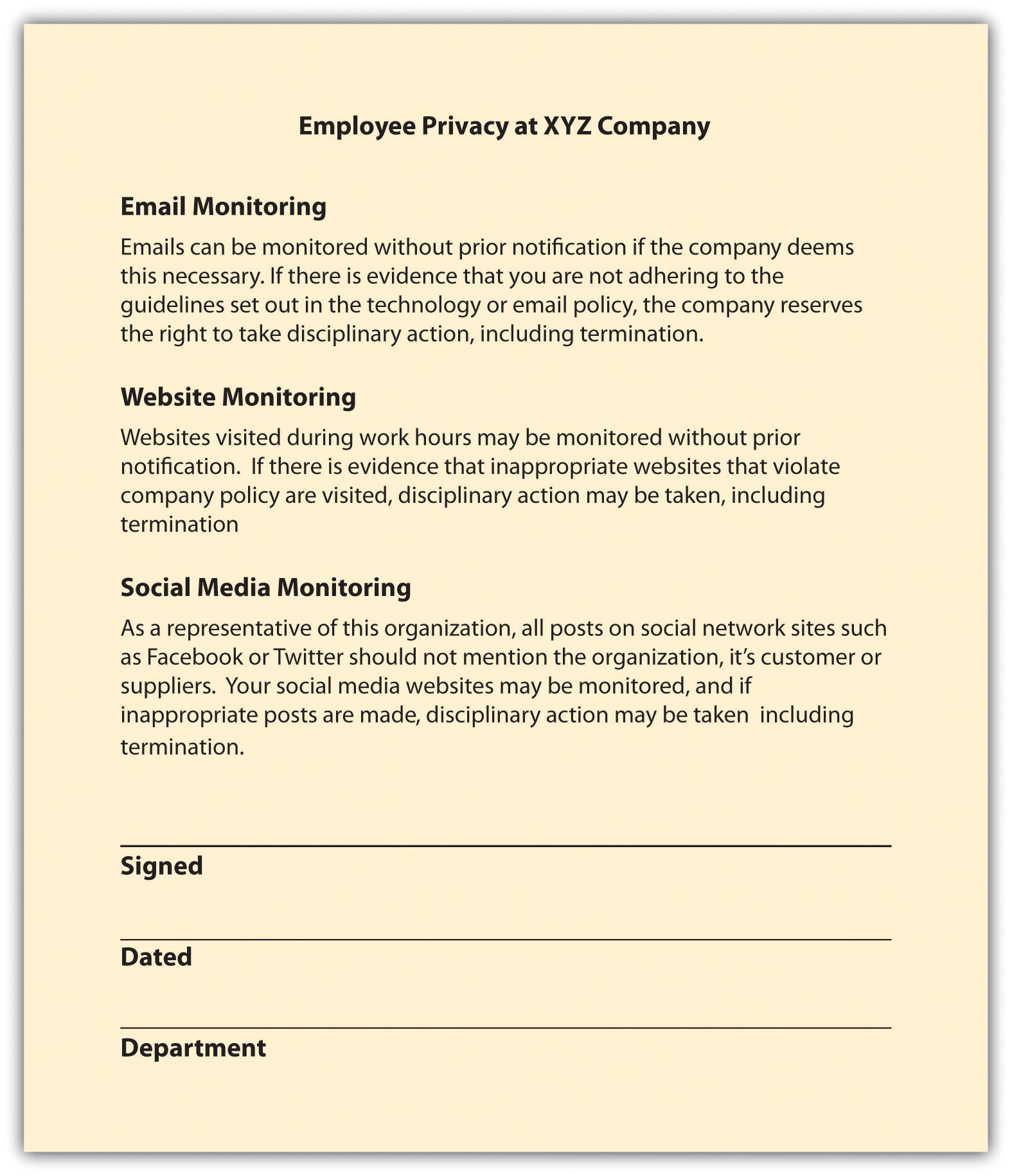 Sample Policies on Privacy Relating to Technology