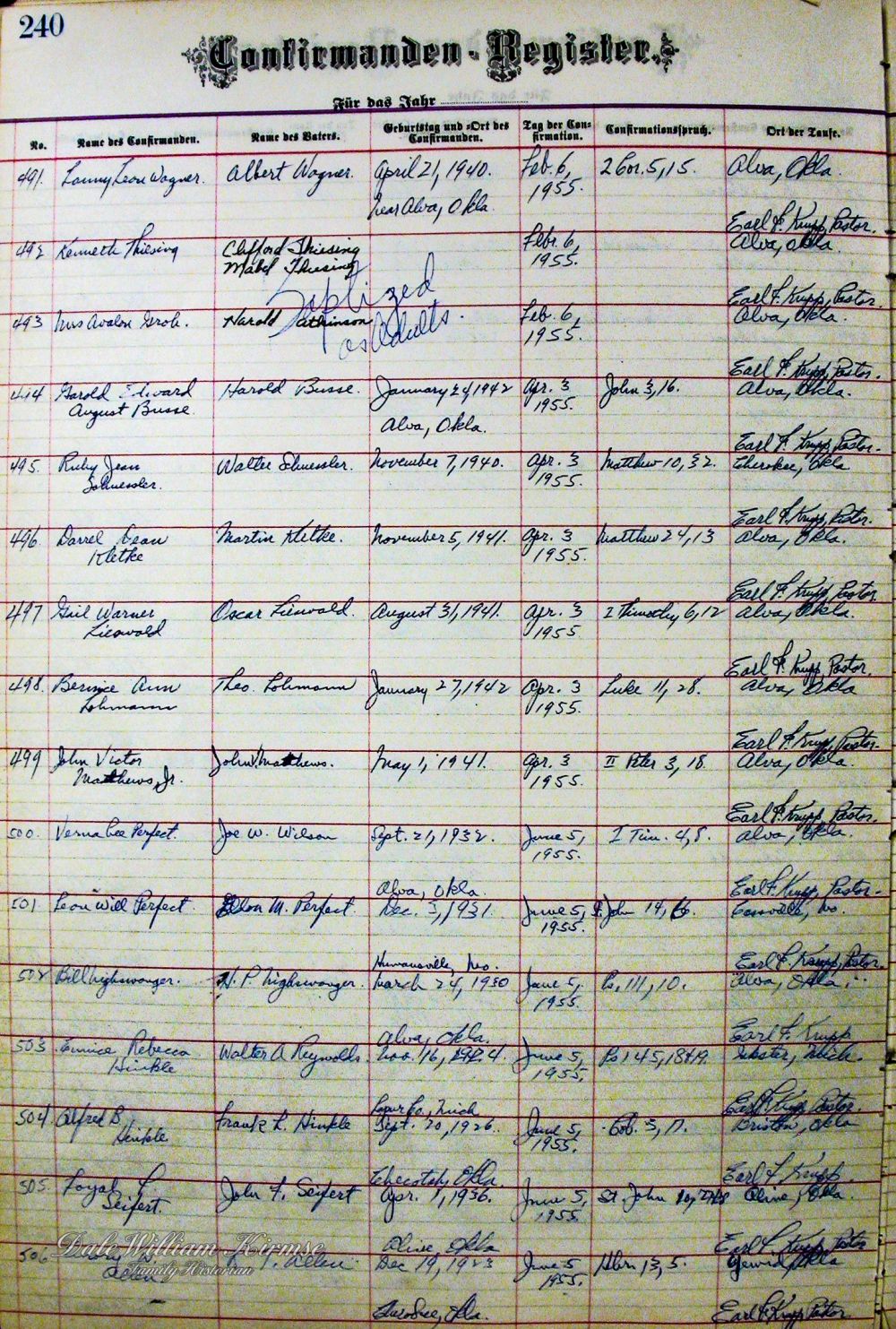 Zion Lutheran Church - Alva Confirmation Record - 1955[3]