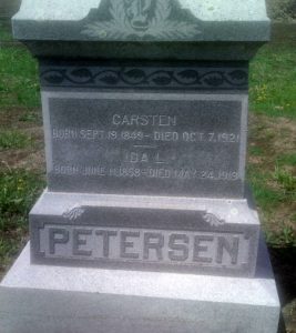 Carsten Petersen Gravestone. SOURCE:: Find A Grave